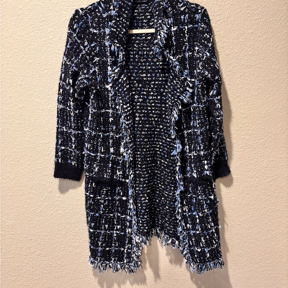 Dolce Cabo Black and Blue Textured Cardigan